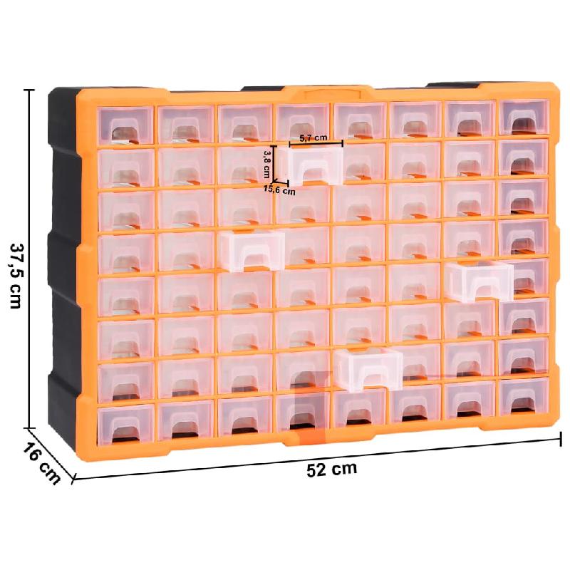 Vidaxl organisateur multi-tiroirs avec 64 tiroirs 52x16x37,5 cm 147579_7