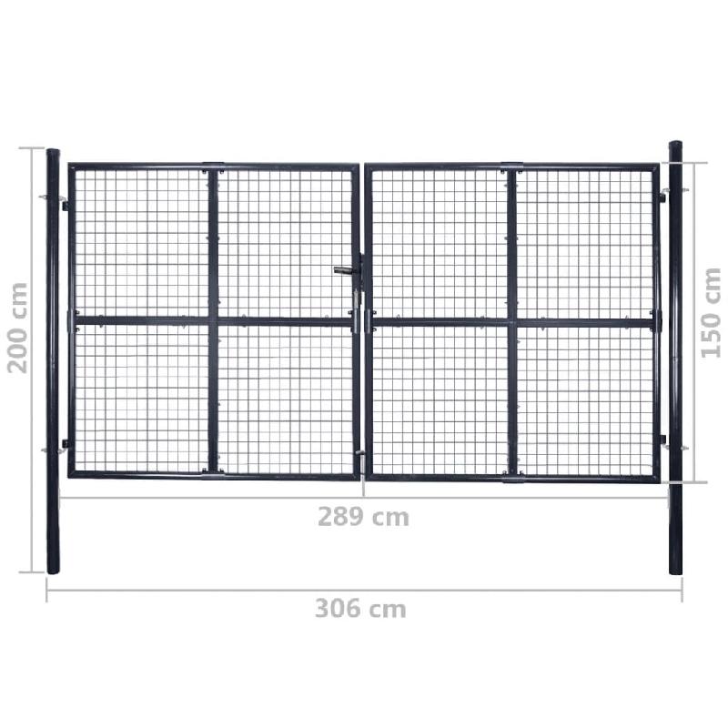 Vidaxl portail en maille acier galvanisé 289x150 cm gris 143365_7