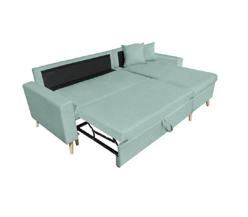 Canapé d'angle réversible convertible ARKO bleu clair avec méridienne réversible, coffre et coussins assortis_7