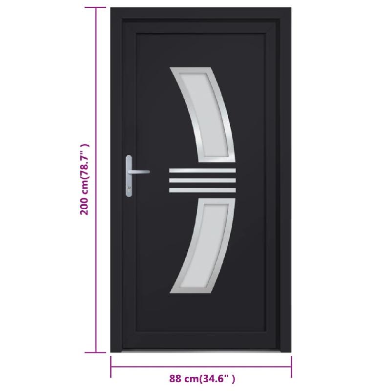 Vidaxl porte d'entrée anthracite 88x200 cm pvc 3187931_7