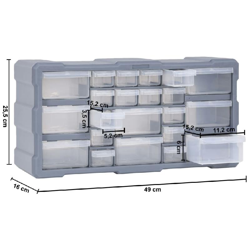 Vidaxl organisateur multi-tiroirs avec 22 tiroirs 49x16x25,5 cm 147584_7