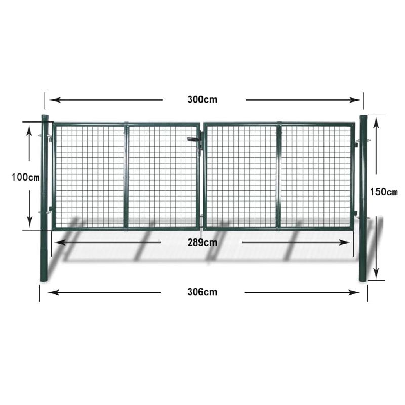 Vidaxl portail de clôture acier 306x150 cm vert 42979_7