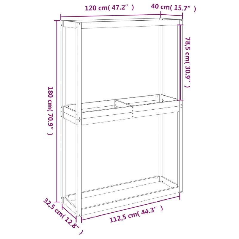 Vidaxl porte-pneus 120x40x180 cm bois de pin massif 825003_7