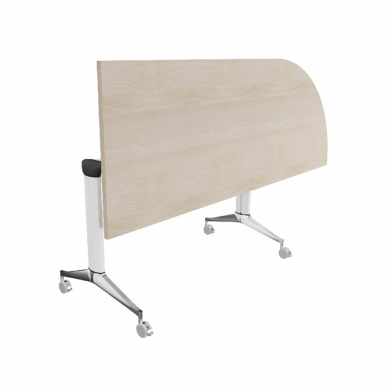 Table de réunion NET, plateau abattant avec retour - Mobel Linea - Blanc, Acacia clair, Droite_7