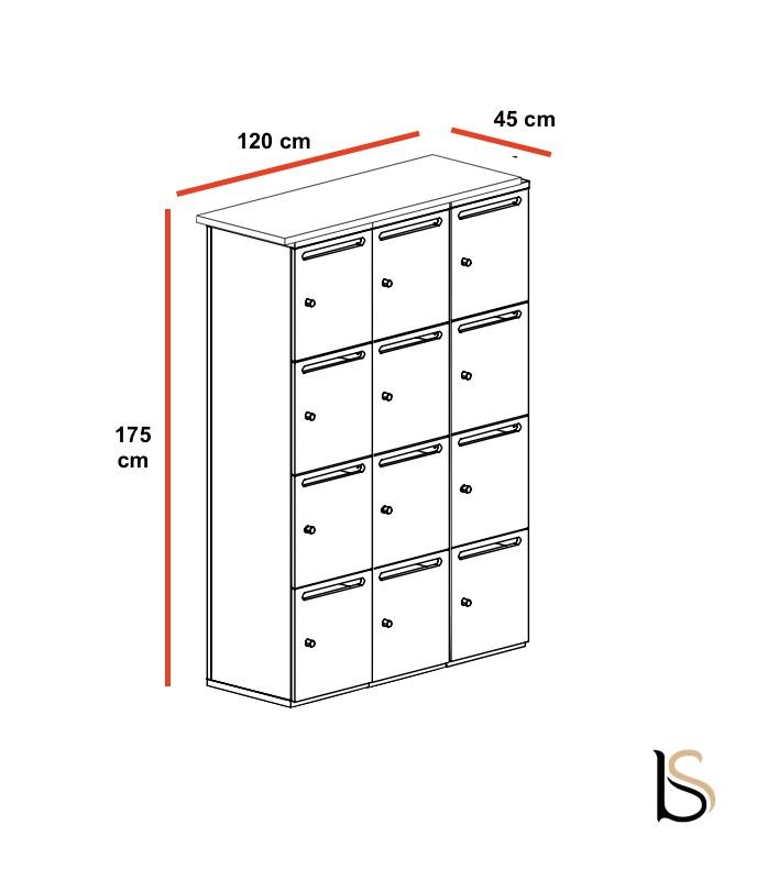 Meuble à casiers avec fentes courrier - Mobel Linea - A clé, 3 x 4 cases_7