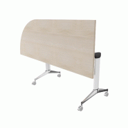 Table de réunion NET, plateau abattant avec retour - Mobel Linea - Blanc, Acacia clair, Gauche_7