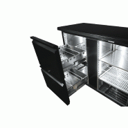 Arrière bar réfrigérée noir 1 porte et 2 tiroirs l1462mm 7450.0316 COMBISTEEL_7