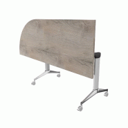 Table de réunion NET, plateau abattant avec retour - Mobel Linea - Alu, Gauche, Chêne grisé_7