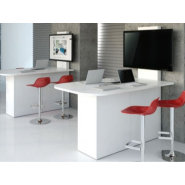 Table multimédia design élégant et épuré - OGI V, connectée avec prises USB, HDMI, RJ45, et rangement intégré_7