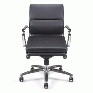 Fauteuil de Direction synchrone - cuir Noir pleine fleur - accoudoirs en aluminium poli - So Pérouse - Avec_7