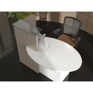 Banque d'accueil compacte et fonctionnelle - OVO pour petit espace avec plateau en verre_7