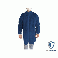 Blouses Visiteurs Jetables Fermeture Éclair - Carton de 10 sachets de 10 - Bleu / XXL_7