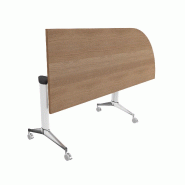 Table de réunion NET, plateau abattant avec retour - Mobel Linea - Blanc, Acacia foncé, Droite_7