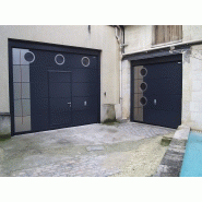 Porte de garage sectionnelle - plafond ou latérale - sur-mesure avec serrure et décor au choix_7