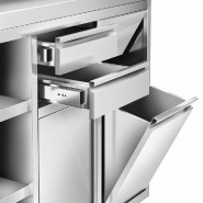 Meuble inox pour machine à café - 1200 x 600 mm - 2 tiroirs - Étagère réglable gauche_7