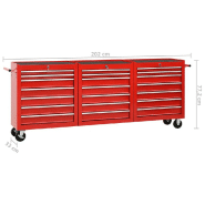 Vidaxl chariot à outils avec 21 tiroirs acier rouge 3056738_7