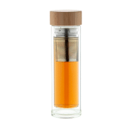 Thermos en verre borosilicate - double paroi - infuseur à thé - couvercle en bambou - 420 ml_7