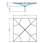 Préau Impluvio avec toile - Dimensions de 36m² à 102m², sur poteau central, acier galvanisé_7