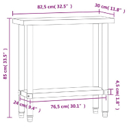 Vidaxl table de travail de cuisine 82,5x30x85 cm acier inoxydable 376451_7