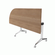 Table de réunion NET, plateau abattant avec retour - Mobel Linea - Blanc, Acacia foncé, Gauche_7