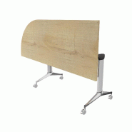 Table de réunion NET, plateau abattant avec retour - Mobel Linea - Alu, Gauche, Chêne veiné_7