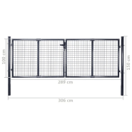 Vidaxl portail en maille acier galvanisé 289x100 cm gris 143363_7