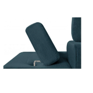 Canapé d'angle méridienne droite RINO - convertible avec coffre - bleu canard - pieds laqués noir - 3 têtières réglables - 2 coussins déco_7