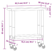 Vidaxl table de travail de cuisine avec roues 82,5x30x85 cm inox 376460_7