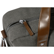 Sacoche en toile - Compartiment rembourré pour ordinateur portable 15'' et tablette 10'' - Bandoulière réglable et finitions en PU_7