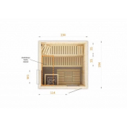 Cabine de sauna 194x194x199 en épicéa scandinave avec poêle HARVIA VEGA 8KW à commandes déportées_7