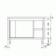Meuble bas inox central P 700 mm avec portes -_7