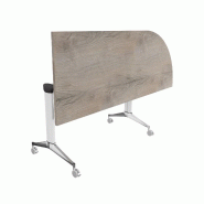 Table de réunion NET, plateau abattant avec retour - Mobel Linea - Blanc, Droite, Chêne grisé_7