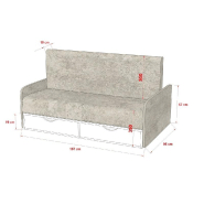 Lit escamotable style industriel KEY  SOFA chêne canapé accoudoirs tissu rouge 140*200 cm_7