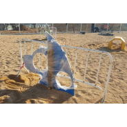 Parcours canin d'agility complet - 5 obstacles : saut en hauteur, palissade, roue, table et slalom - développé pour l'agilité, la vitesse et l'obéissance_7