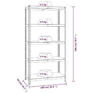 Vidaxl étagère de rangement à 5 niveaux bleu acier et bois ingénierie 152884_7