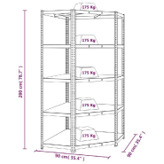Vidaxl étagère d'angle à 5 niveaux bleu acier et bois d'ingénierie 152889_7