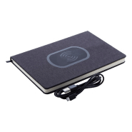 Porte-documents format A5 avec chargeur sans fil intégré 5W - polyester 300D - bloc-notes 80 feuilles inclus_7