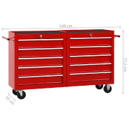 Vidaxl chariot à outils avec 10 tiroirs acier rouge 3056731_7