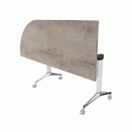 Table de réunion NET, plateau abattant avec retour - Mobel Linea - Blanc, Gauche, Chêne grisé_7