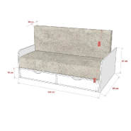 Lit escamotable style industriel KEY SOFA - accoudoirs chêne - 90x200 cm - Canapé rouge avec tiroirs de rangement_7