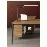 Bureau d'angle avec crédence bois X9- Officity - 172, Droite, Orme gris_7