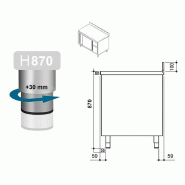 Meuble bas inox adossé P 600 mm avec portes -_7