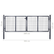 Vidaxl portail en maille de jardin acier galvanisé 289x75 cm gris 143362_7