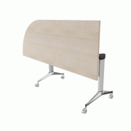 Table de réunion NET, plateau abattant avec retour - Mobel Linea - Alu, Acacia clair, Gauche_7