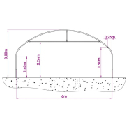 Serre tunnel 6 m avec options d’aération et supports de culture