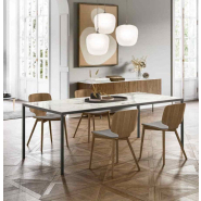 Table de bureau élégante avec plateau en céramique et pieds carrés