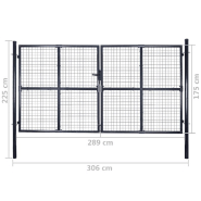 Vidaxl portail en maille de jardin acier galvanisé 289x175 cm gris 143366_7