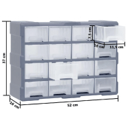 Vidaxl organisateur multi-tiroirs avec 16 tiroirs centraux 52x16x37 cm 149602_7