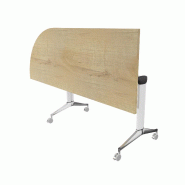 Table de réunion NET, plateau abattant avec retour - Mobel Linea - Blanc, Gauche, Chêne veiné_7