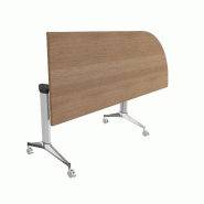 Table de réunion NET, plateau abattant avec retour - Mobel Linea - Alu, Acacia foncé, Droite_7